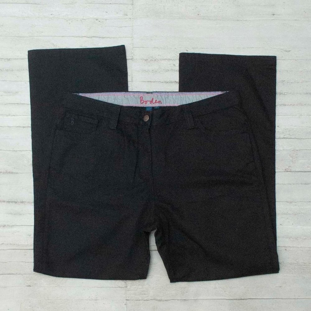 Boden Black High Rise Straight Leg Denim Jeans size 18 R